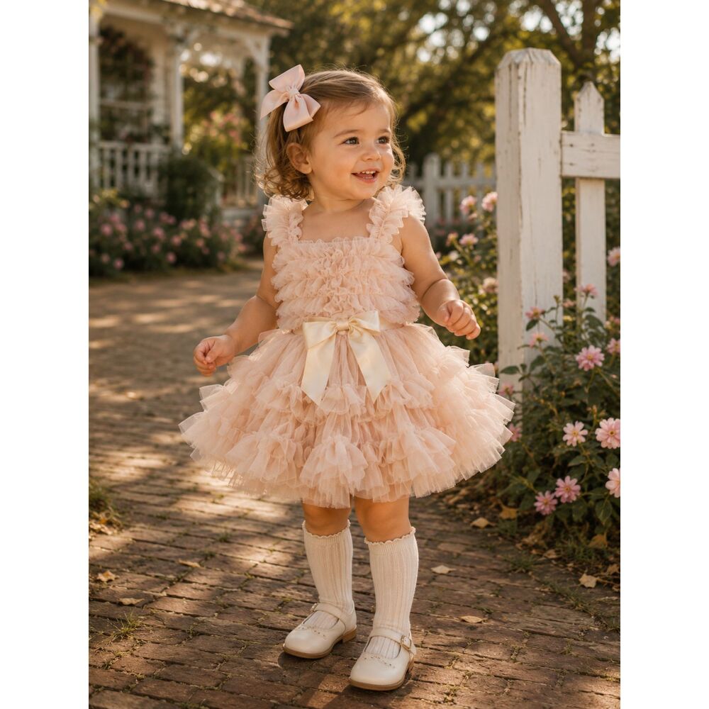 Popatu Baby Girl 18M Blush Pink Ruffle Tutu Dress Bodysuit Satin Bow